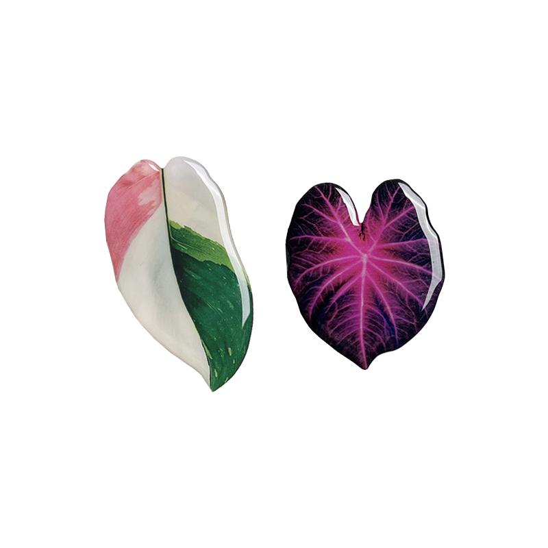 1 Stück Heimdeko Magnetischer Aufnäher Kühlschrankmagnete Tropisch Für Erinnerungen Kreative Simulationspflanze Blattförmig Acryl Tropfen