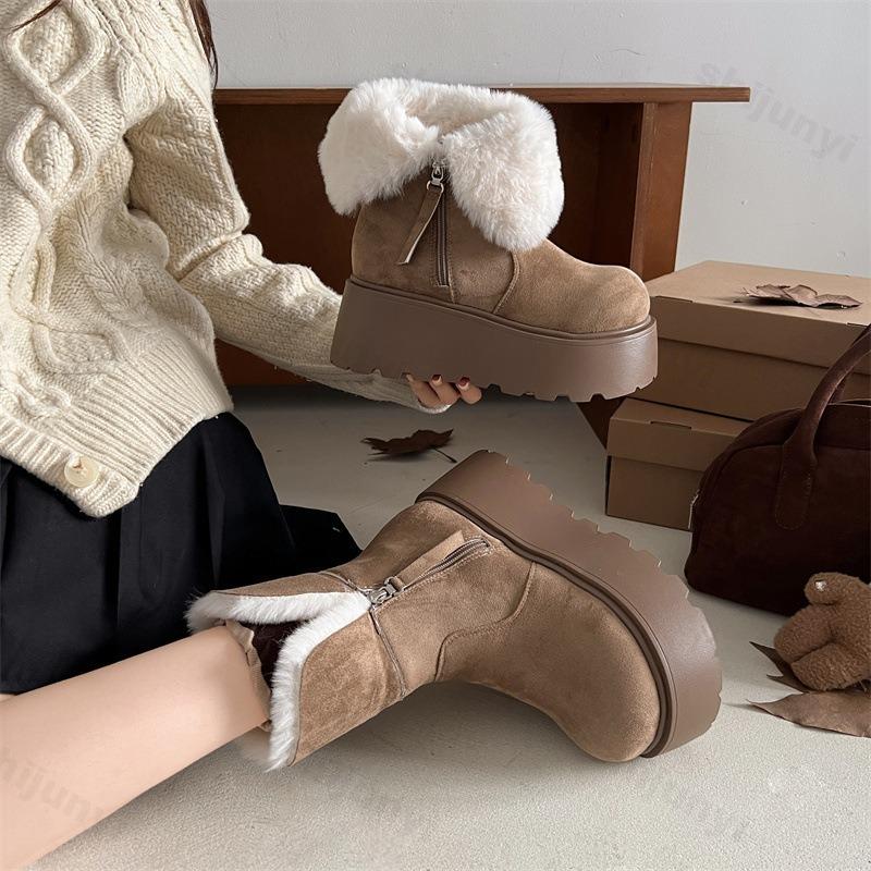 Women's Snow Boots 2026 Winter New Comfortable Warm Plush Platform Outdoor Cotton Shoes Fashion Thick Sole Ankle Boots Zapatos