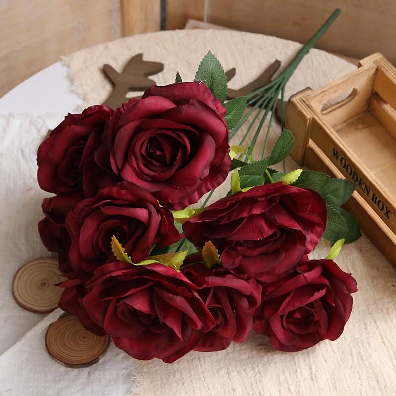 

Realistic Moon Rose Silk Flower Arrangement For Event And Photography Props Black Red