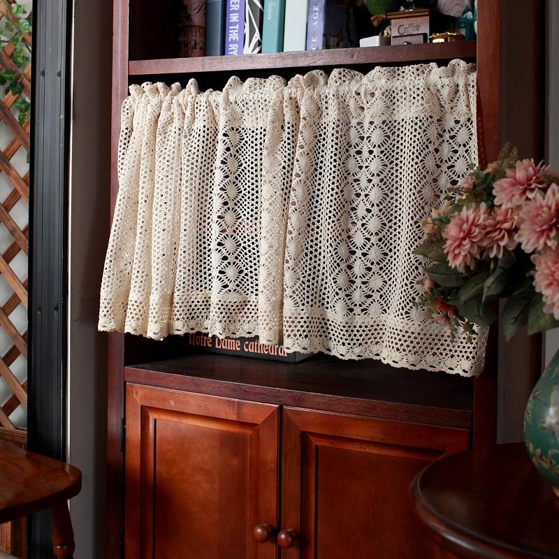 Wheat Design Crochet Cotton Half-Curtain with Rod Pocket 1m x 45cm