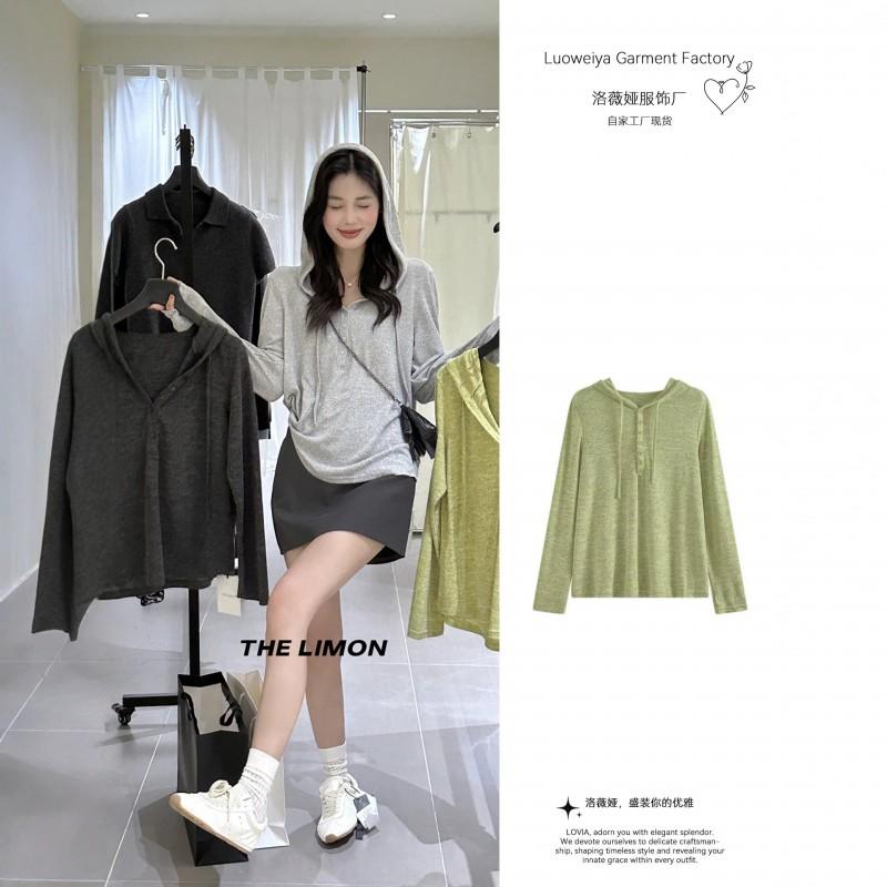 Womens Loose Fitting Hooded T Shirt Long Sleeve Fall Top Casual Style