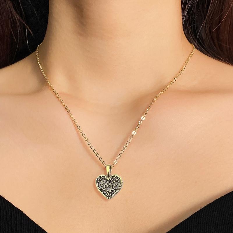 Vintage Alloy Heart Charm Pendant For Handmade Necklace Jewelry Accessories Lightweight Crafting Supplies