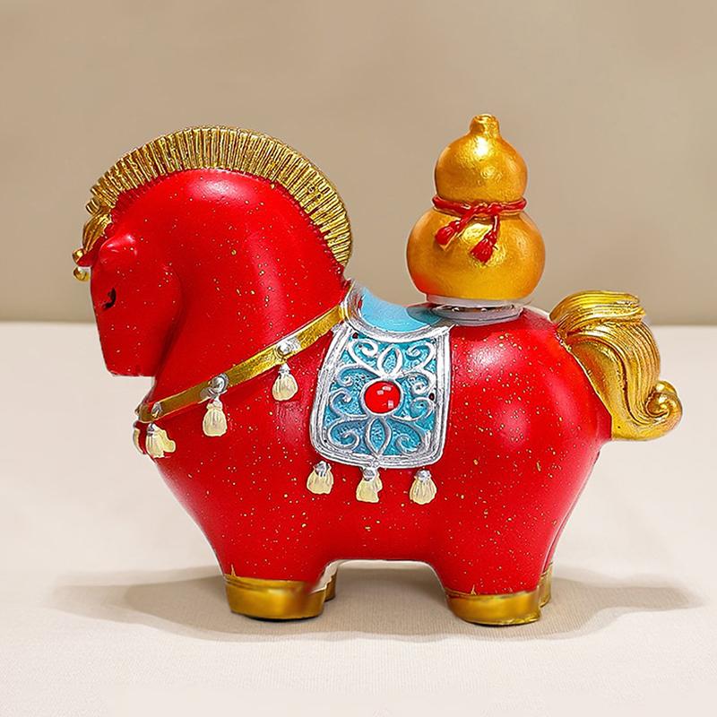 Creative Transfer Zodiac Horse Back Lucky Bag Ingot Can Be Rotated Home Decoration Office Desktop Decoration