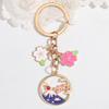 Cartoon Fuji Mountain Sakura Flower  Enamel Key Chains Souvenir Gifts For Women Men DIY Handmade Jewelry Bag Charm
