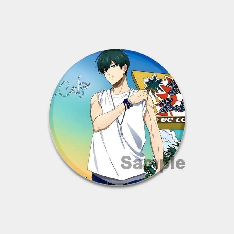 32/44/58 mm runder Anime-Anstecker mit blauem Schloss, Zeichentrickfigur Isagi Yoichi, Brosche, individuell anpassbar, Snap-in-Abzeichen, Cosplay-Zubehör, Schmuck, Geschenke