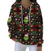 Ladies' Loose And Comfortable Drawstring V-neck Long Sleeved Christmas Printed Sweatshirt