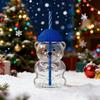 Cartoon-Bär Kaffeetasse Transparente Borosilikat Kälte- und Hitzebeständige Glas Kreative Weihnachts-Strohhalmbecher