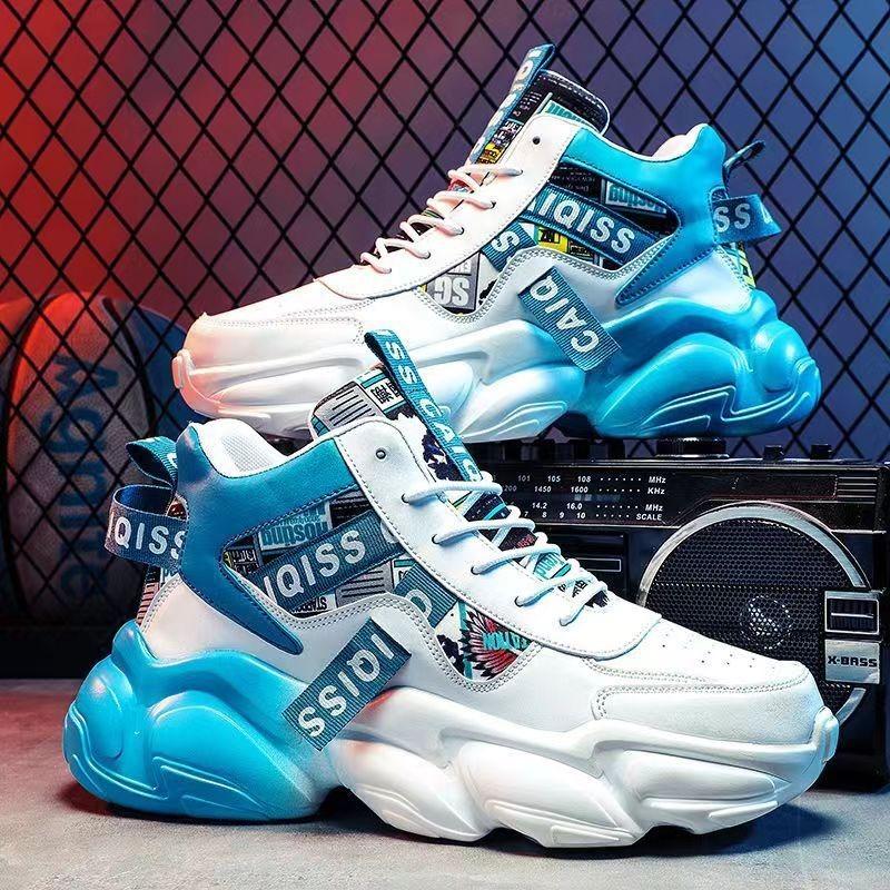 Fall Men's Shoes Summer Middle School Basketball Sports Running Sneakers Teenagers Casual High Top Thick Bottom Daddy Tide Shoes