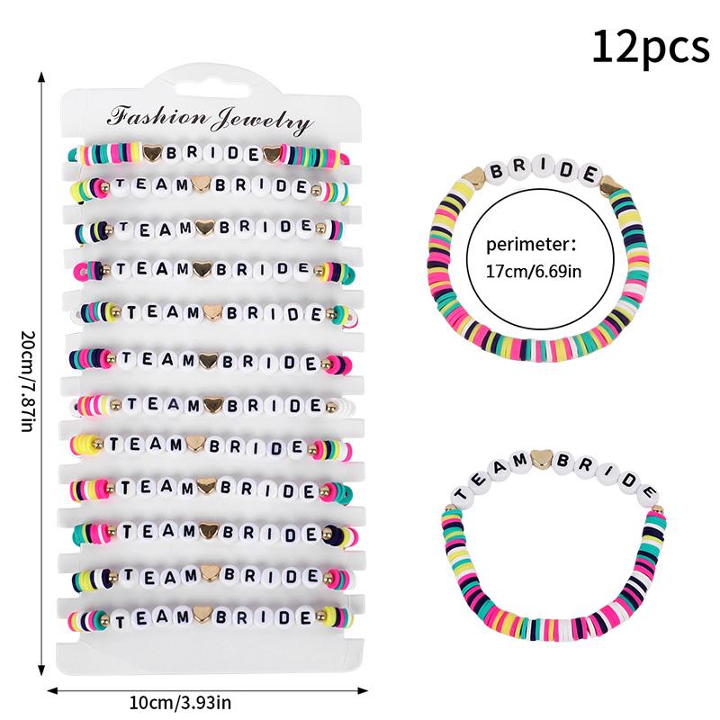 12Pcs Boho Wedding Team Bride Bracelets Bridal Shower Bachelorette Party Decoration Favors Bridesmaid Gifts Wedding Supplies