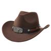 Western New Belt Minority Style Jazz Hat Men's and Women's Cowboy Hat Big Eaves Hat Woolen Top Hat