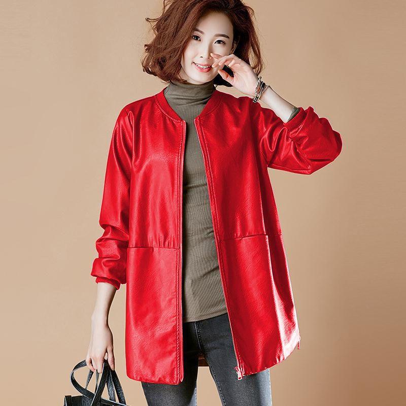 Leder Damen Lederjacke Windbreaker Lederjacke