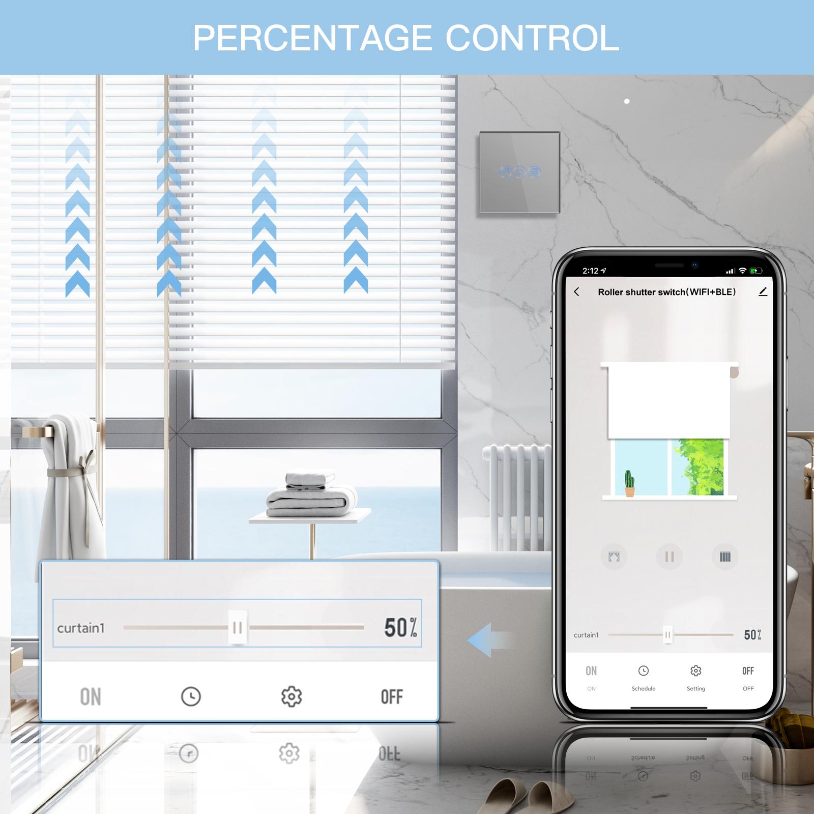 

BSEED Беспроводной Wi-Fi переключатель для рольставен, один умный слепой сенсорный сенсорный переключатель, Google Assistant Alexa Tuya Smart Life