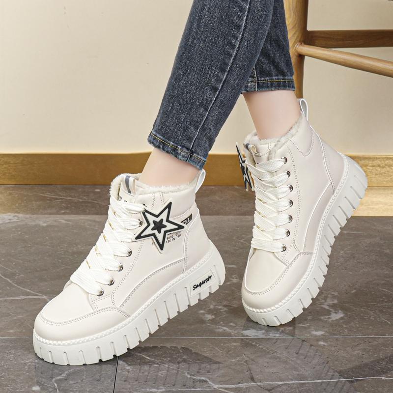 34-42 Kadın Kış Büyük Beden Moda Kalın Taban Ekstra Polar Yalıtımlı Pamuklu Botlar Kar Botları Yüksek Bilekli Pamuklu Ayakkabılar