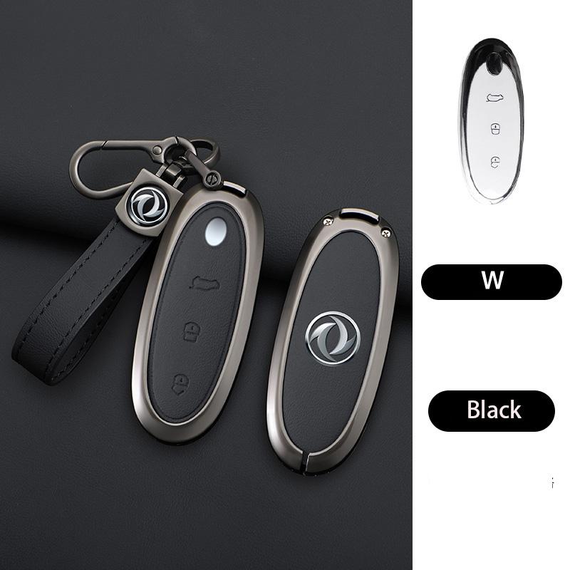3 Buttons Zinc Alloy + Leather Car Key Case Cover Shell Skin Holder for 2024 Dongfeng NAMMI 01 New Energy Remote Key Protection