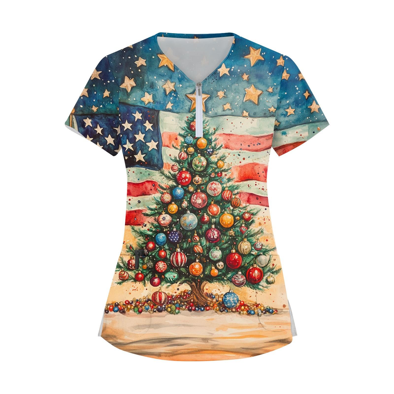 

Жіночі модні повсякденні різдвяні топи з коміром на блискавці з сухим топом для медсестри XXL