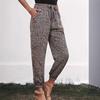 Women's High Waist Drawstring Jogger Pants Relaxed Fit Leopard Print Harem Trousers
