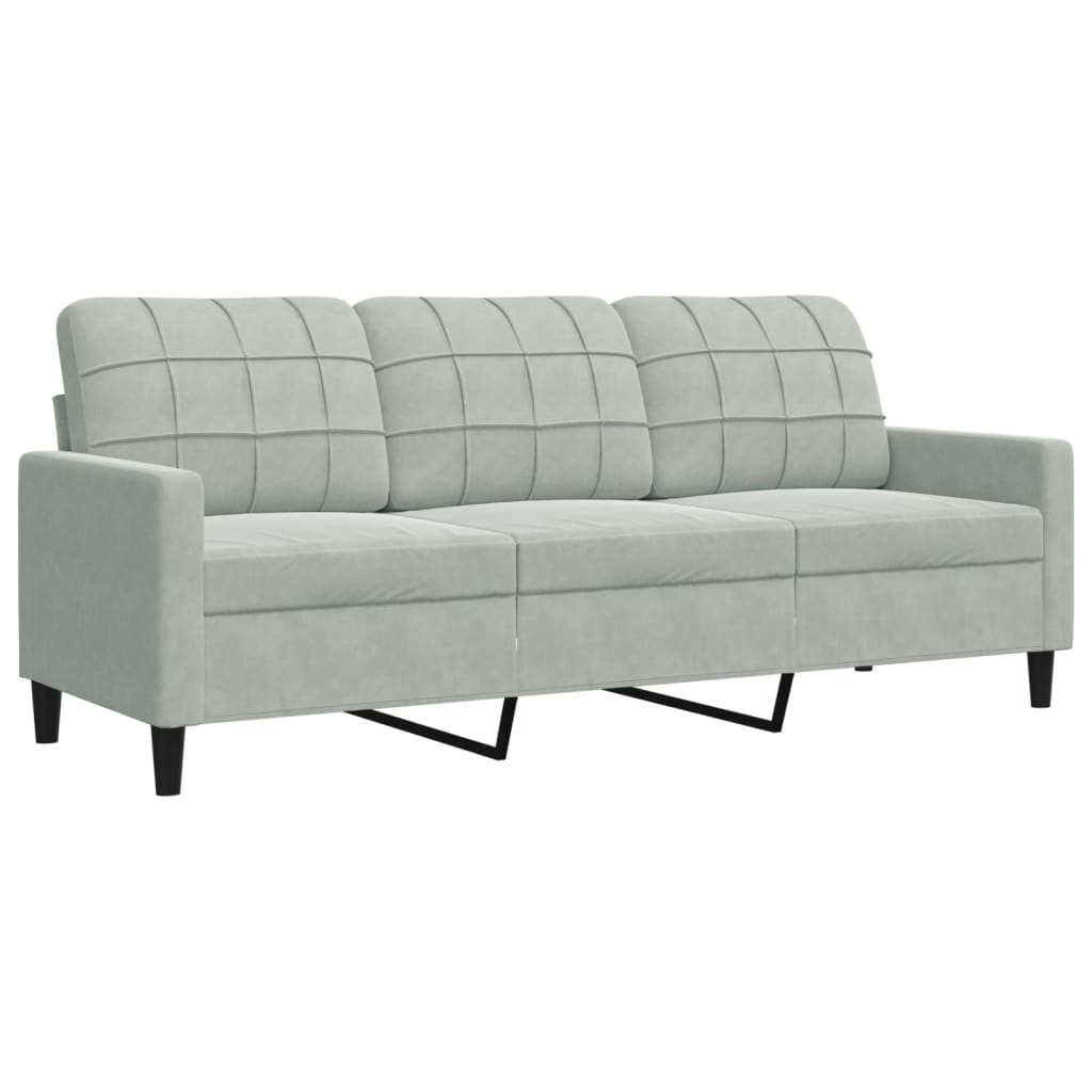 2 Piece Sofa Set with Cushions Light Grey Velvet