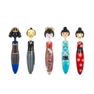 Noren Ballpoint Fun Stationery Pen of 5 for Men and Black Fun Cute Japanese Overseas Souvenir Pen, (Japen/Set Women), Knock-Type, Oil-Based, Ink,