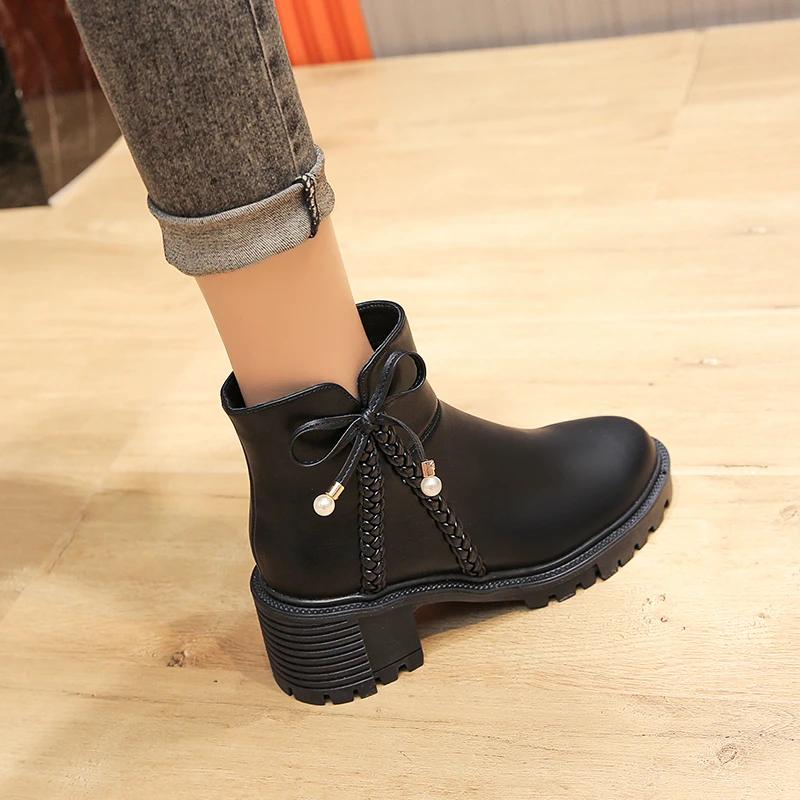 Winter Elegant Ankle Boots Women Korean Fashion Bow Designer Fairy Combat Boots Female Pure Color Non-slip Casual Boots 2024 New