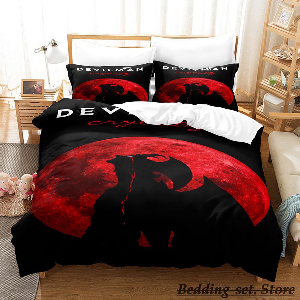 Devilman Sängkläder Set Enkel Twin Full Queen King Size Sängset Vuxen Barn Sovrum Påslakanset Anime Parure De Lit Säng