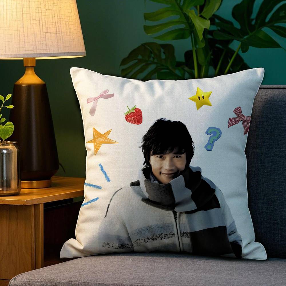 Musife LLee BByung HHun actor Pillow Case Antidustmite Pillowcase Invisible zipper silky short plush Sofa cushion cover 30X30cm