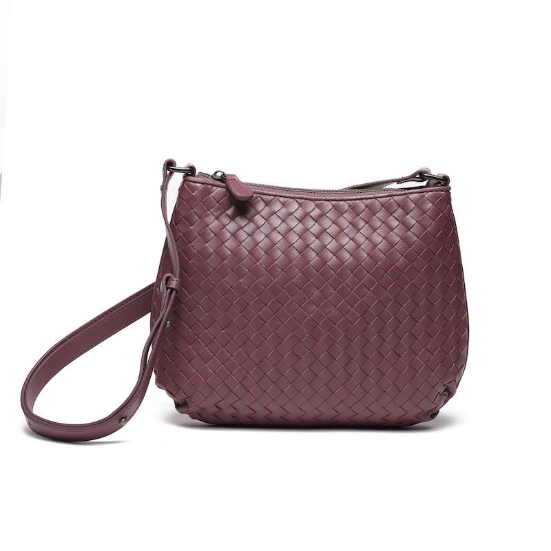 Cross Border Trend New Woven Women's Bag Top Layer Sheepskin Hand Woven Fashionable Single Shoulder Diagonal Cross Dual-use Woven Bag For Women