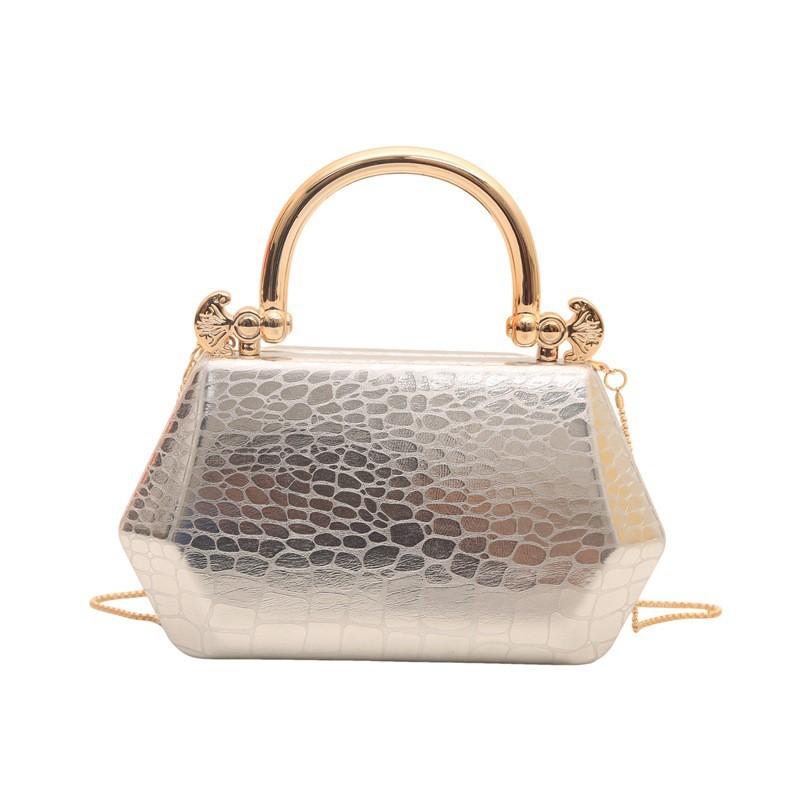 Stylish Chain Shoulder Bag Women Minimalist Evening Clutch Small Square Crossbody With Inner Pocket Zipper