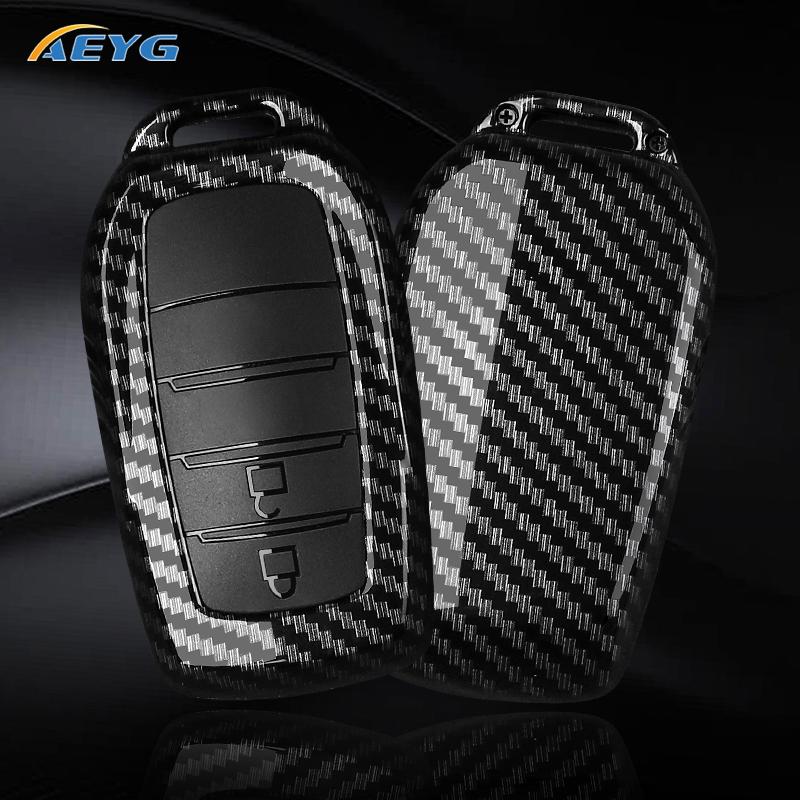 Abs Carbon Fiber Car Key Case Cover For Toyota Chr Hilux Fortuner Land Cruiser 200 Camry Corolla Crown Rav4 Highland Accessories