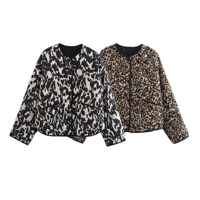 Women Fashion With Pockets Printed Single Breasted Jackets Vintage O-Neck Long Sleeves Female Chic Lady Outfits
