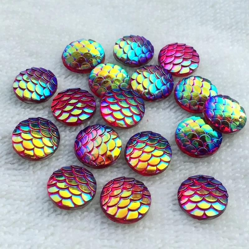 80pcs Round AB Resin Crystal Fish Scales Flat Back Rhinestone Scrapbook Wedding Decoration Scrapbooking Diy Accessories