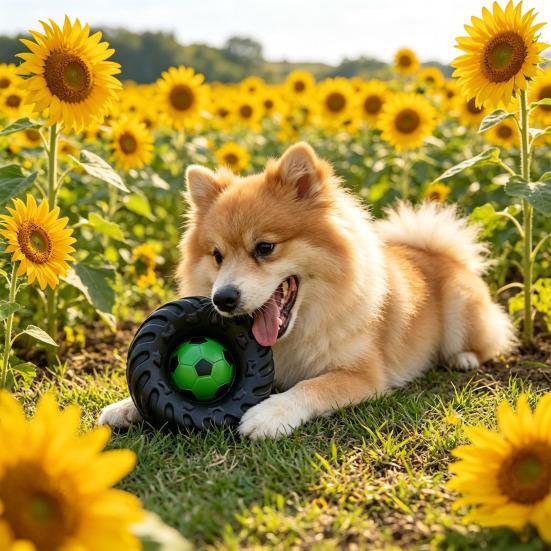 Football Tire Dog Chew Toy Built-in Squeaker Tennis Tire Interactive Puppy Toy Bite Resistant Pet Teething Boredom Toy