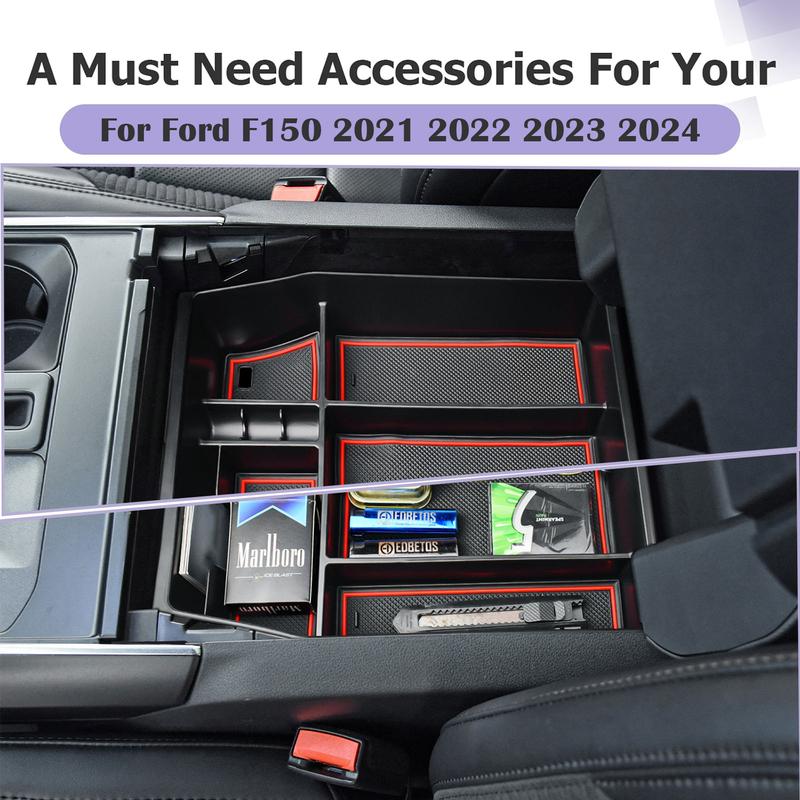 For    2024 2025 Ford F150 Center Console Tray Organizer Armrest Storage Box Container Secondary Car Box Accessories