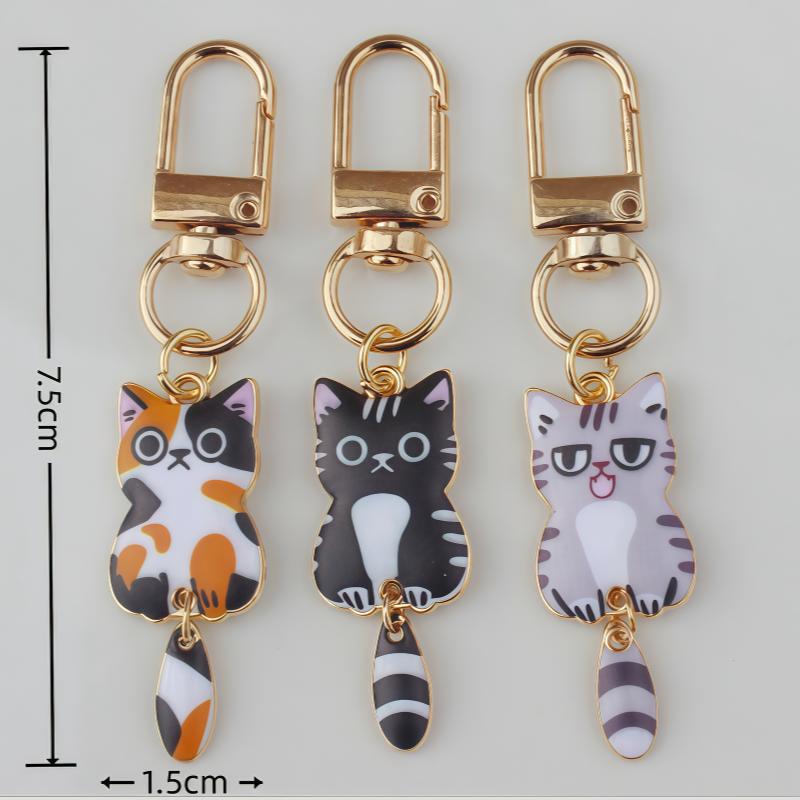 Originalität Metall Katze Farbdruck Schlüsselanhänger Persönlichkeit Rucksack Kleiner Anhänger Schlüsselring Anhänger Tier Niedlich Schlüsselanhänger Ring Geschenk