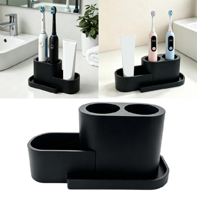 Dorm Bathroom Toothbrush Holder Plastic Counter Stand, Electric Brush Storage Holder for Small Sink Home Spaces