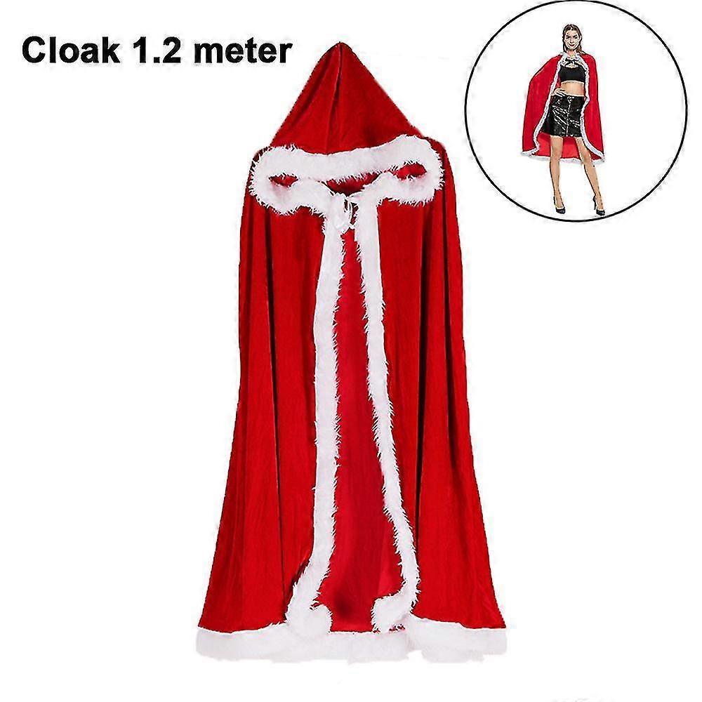 Christmas Halloween Costume Cape Mrs. Santa Claus Christmas Velvet Hooded Cape Robe