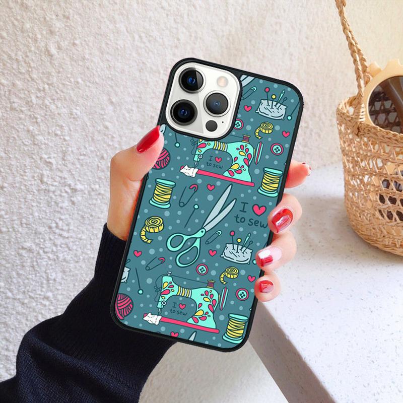 Sewing Machine Pattern Phone Case for iPhone 17 Air 16 15 14 12 13 PLUS 11 PRO MAX Back Cover Fundas Shell coque