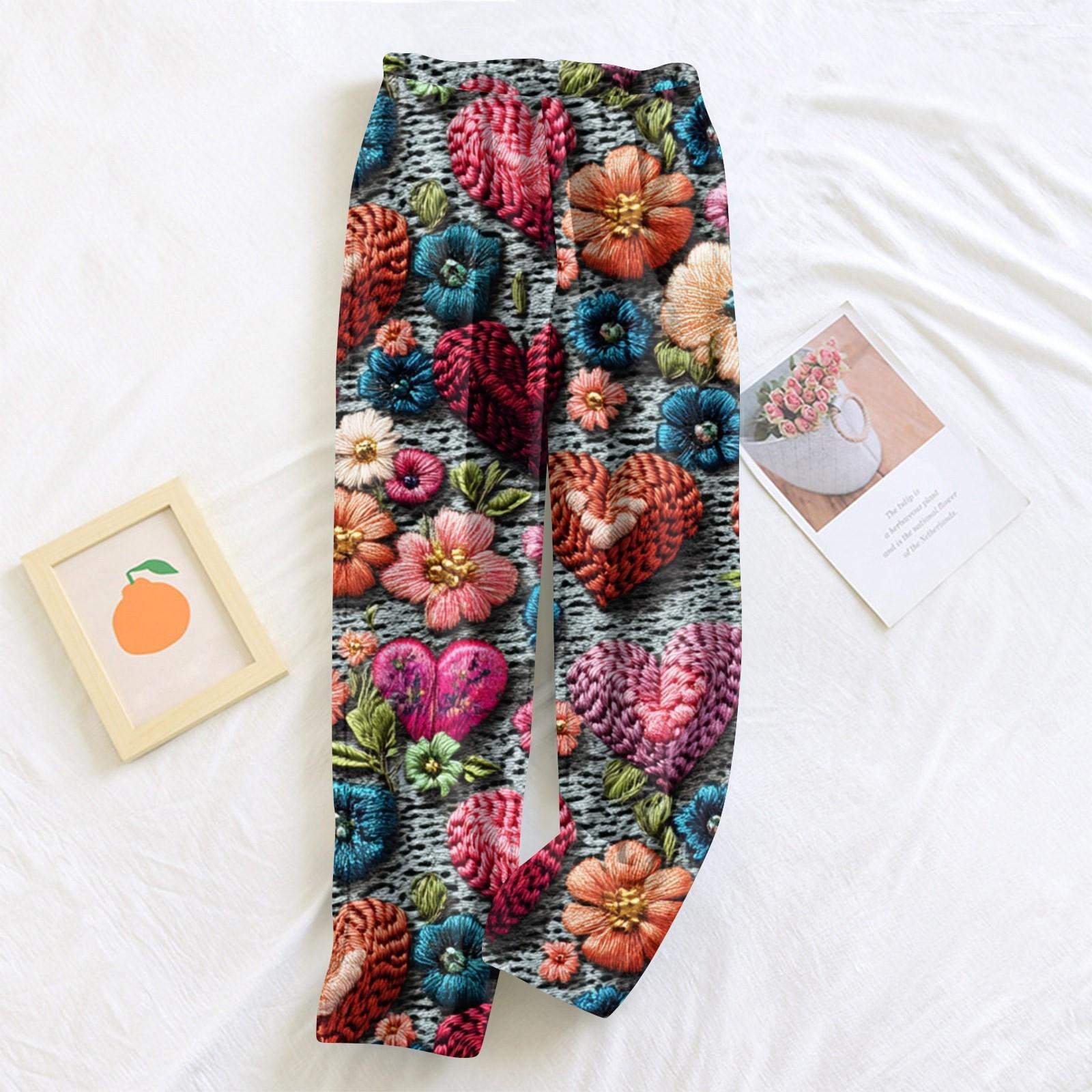 

Женские повседневные прямые брюки с принтом повседневные длинные брюки L синий