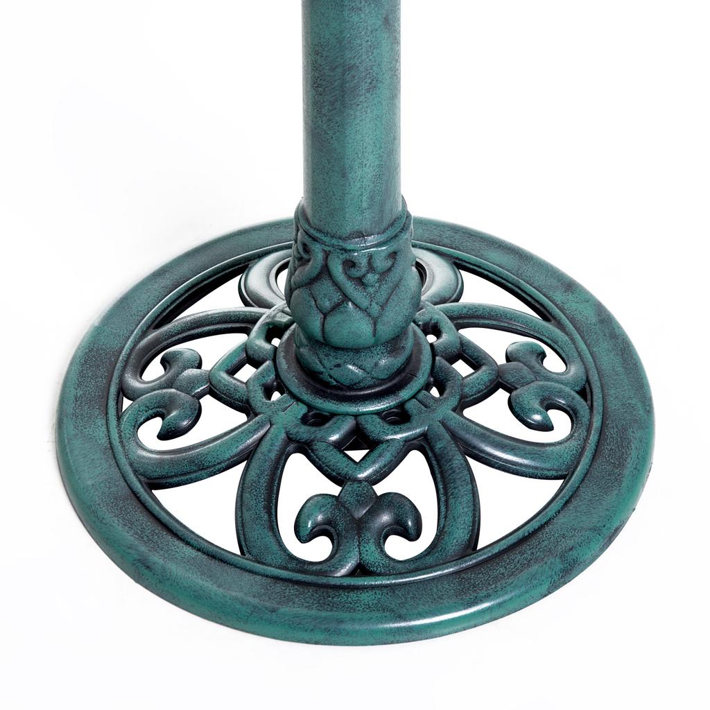 Garden Bird Bath Outdoor Decrative Garden Feeder Stand with Scallop-like Pattern. Time-Worn Finish. 50cm. Green