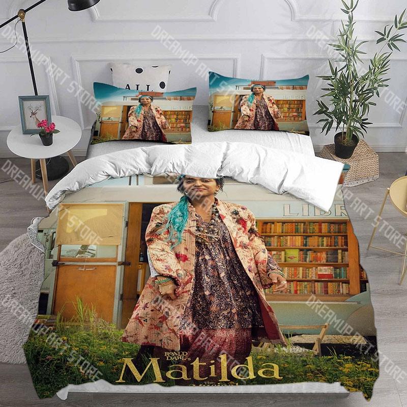 Fashion Roald Dahl’s Matilda the Musical Bedding Set Single Twin Full Queen King Size Bed Set Kids Bedroom Duvetcover Set