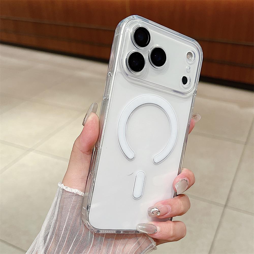 

Transparent Magnetic For Magsafe Case For iPhone 17 16 15 14 13 12 11 Pro Max Plus Candy Color Acrylic Lens Film Cover iPhone17