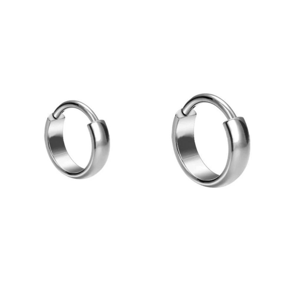 8/10mm Titanium Hoop Earring Silver Earlobe Piercing Jewelry Punk Cartilage Circle Earring Daily