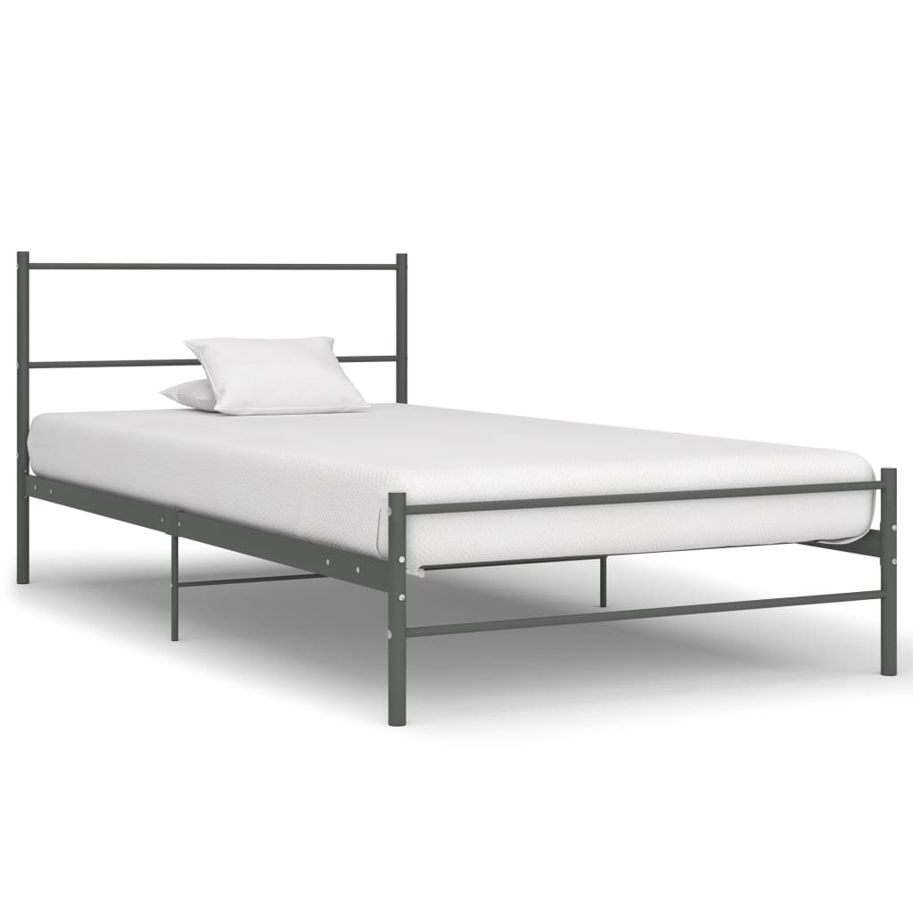 Single Bed Frame Grey Metal 100 * 200 Cm