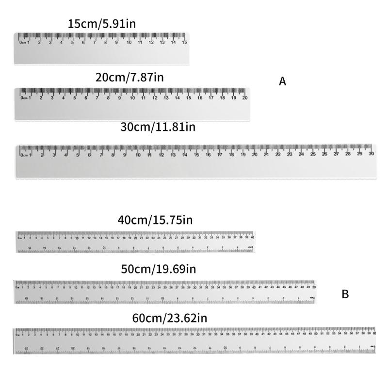 3Piece Set Transparent Rulers Friendly Material Multi Purpose Drawing Tool For Art Design Architecture