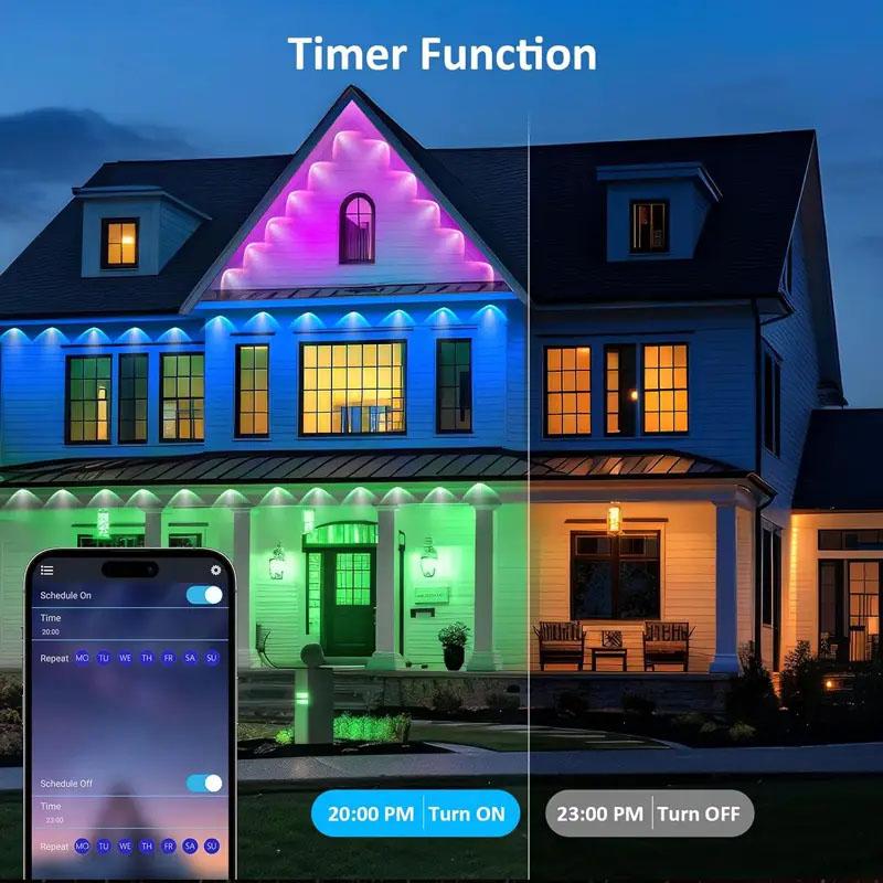 Smart WIFI Eaves Lights Permanent Outdoor Waterproof Lights RGBIC Lighting Strings Alexa Google House Party Wedding Decor
