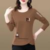 New Long Sleeve T-Shirt for Women, Spring and Autumn, Middle-Aged Mom Style, Tummy Covering, Slim Fit, Plus Size, Printed Top for Women, Outerwear