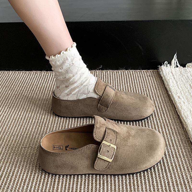 Retro Fashion Outer Wear Flat-bottomed Boken Bag Head Slippers 2025 Spring New Lazy One-pedal Thick-soled Slippers Women
