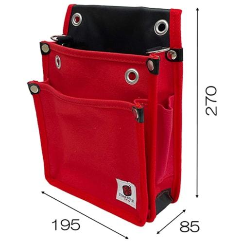 SK11 Canvas Tobi Pouch, 2-Tier, Red, TSH-2D-RD, Slim, Accordion-Resistant, Reinforced Bottom, with Inner Pocket