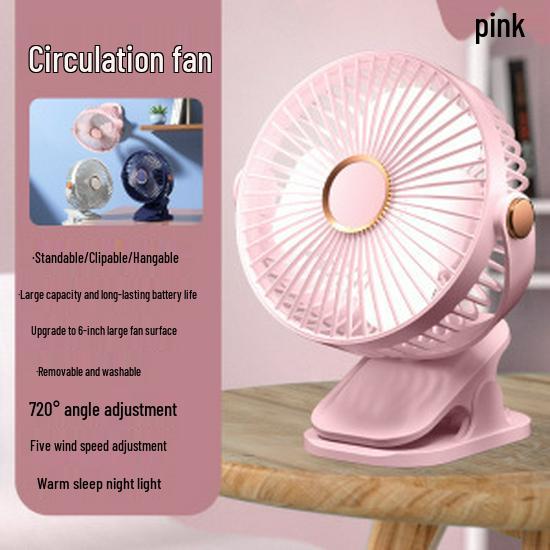Portable Rechargeable USB Clip-On Fan for Dorms and Desktops