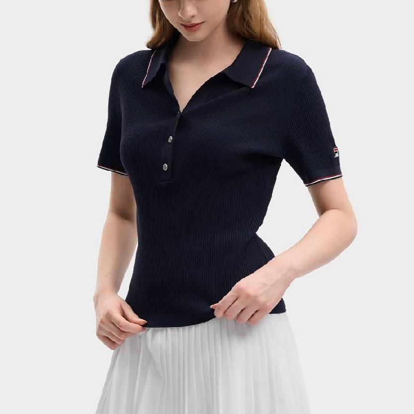 Fila Heritage Casual Slim Fit Short Sleeve Knit Top Women Tops F11W638410F-DB