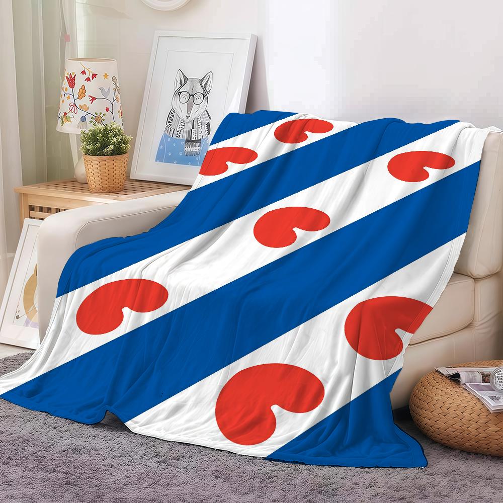 Nation flag Frisian flag Blanket For Sofa Office Bed Plane Travel Sleep Read Relax Camping Soft And Warm